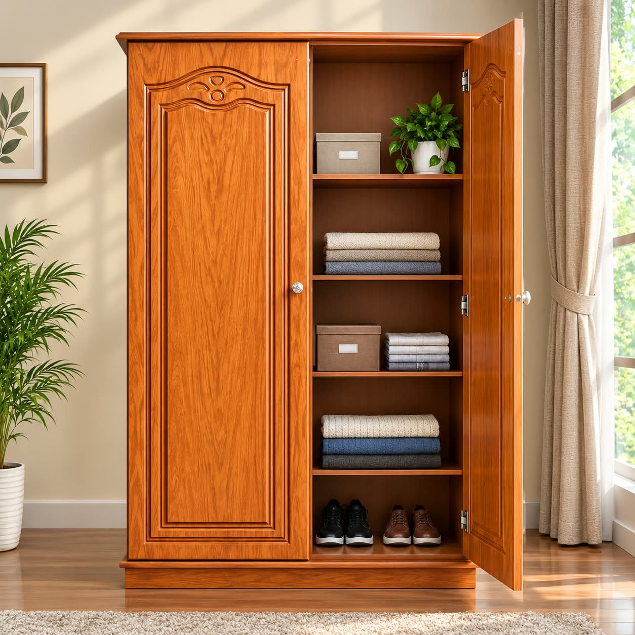 odern Wooden Double Door Almira for Bedroom