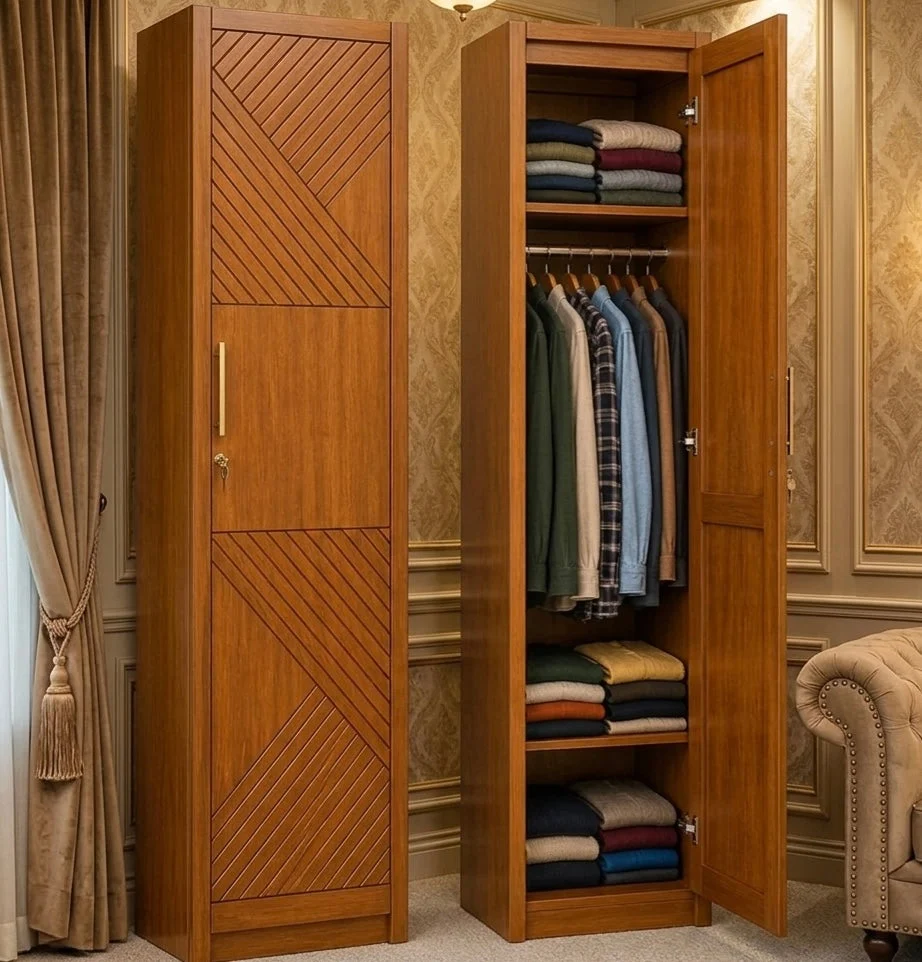 Modern Solid Mahogany Wooden One Door Hanger Almirah