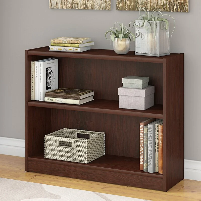 Small 2 Shelf Bookshelf for Home Office and Living Room