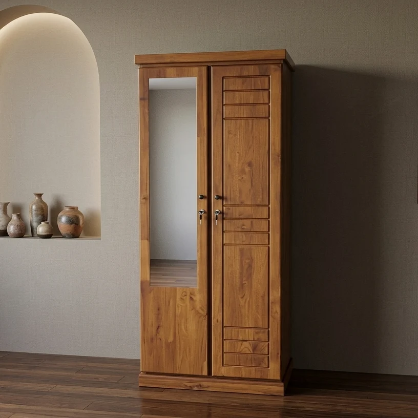 Wooden Double Door Mirror Almirah