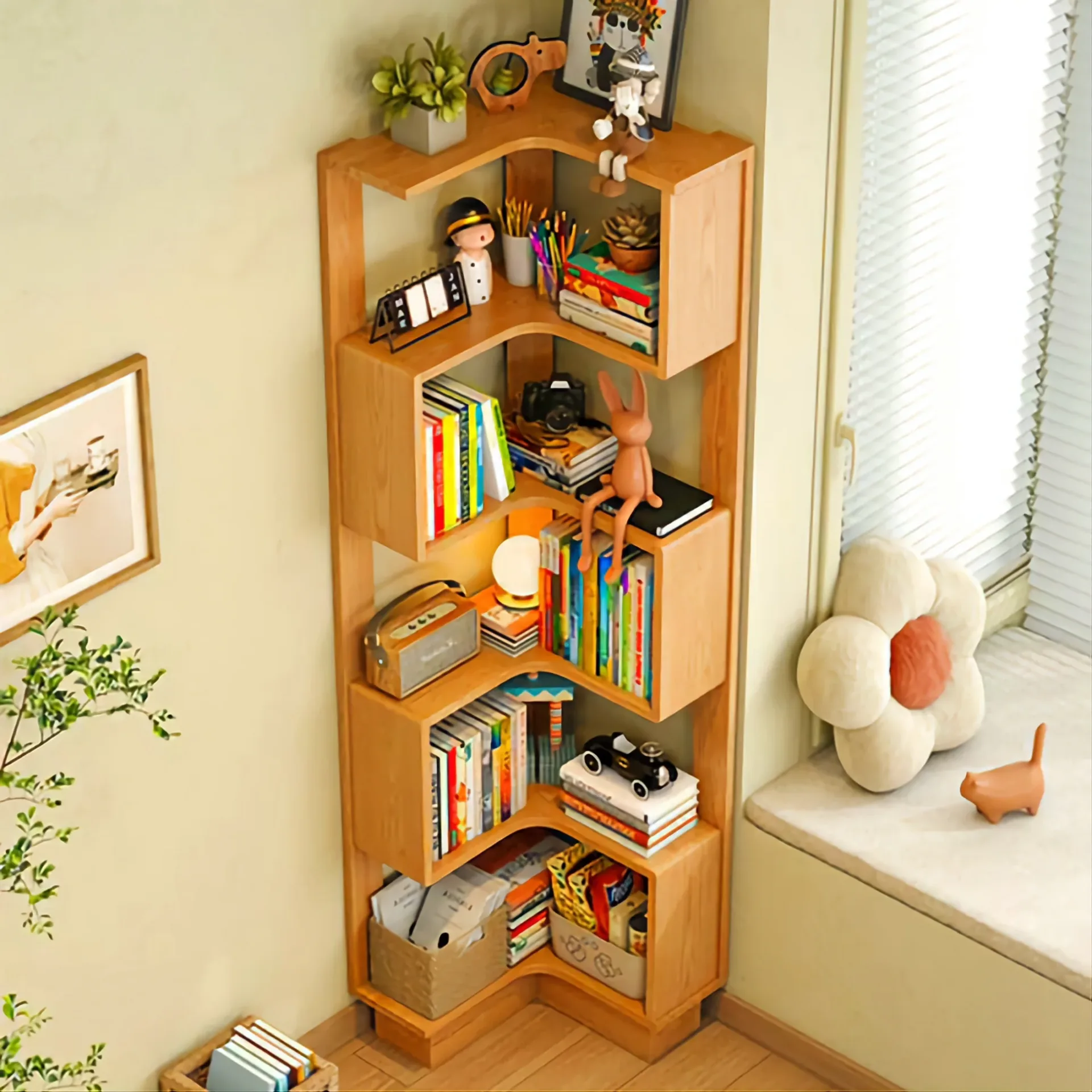 Wooden Stylish corner bookshelf