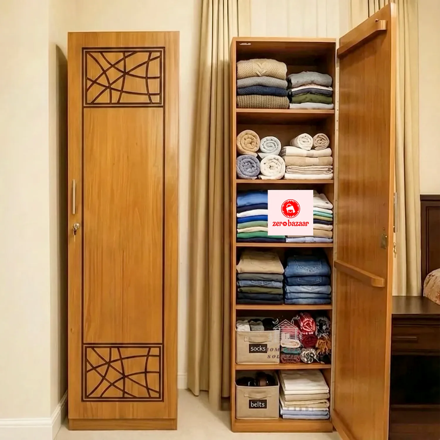 Wooden One Door Almira। Durable Craftmanshi
