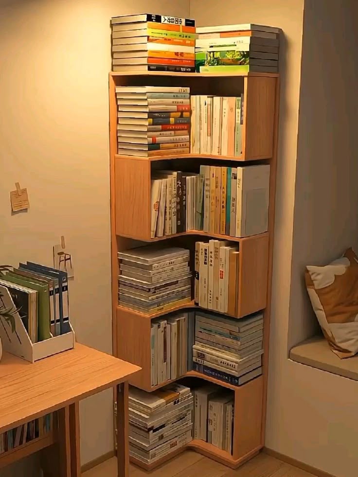 Wooden Stylish corner bookshelf