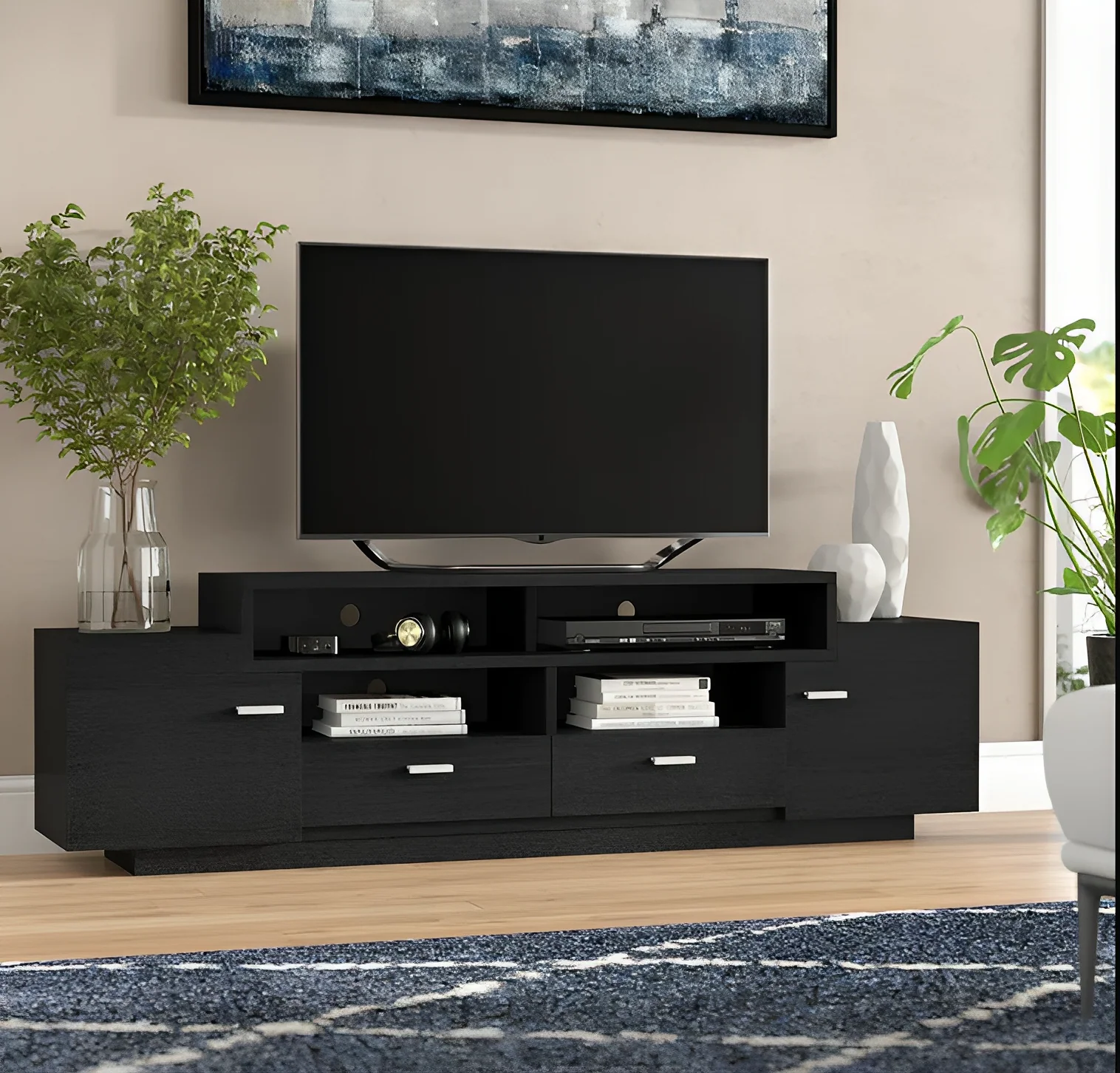 Elegant TV Stand with Cabinet | Wooden TV Stand