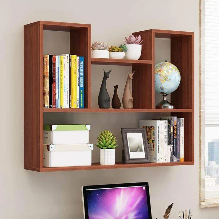 Stylish wooden wall mount bookcase / Wall shelf