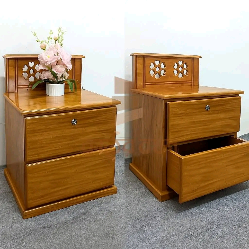 Premium Mahogany Wooden 2 Drawer Stylish Bedside Table